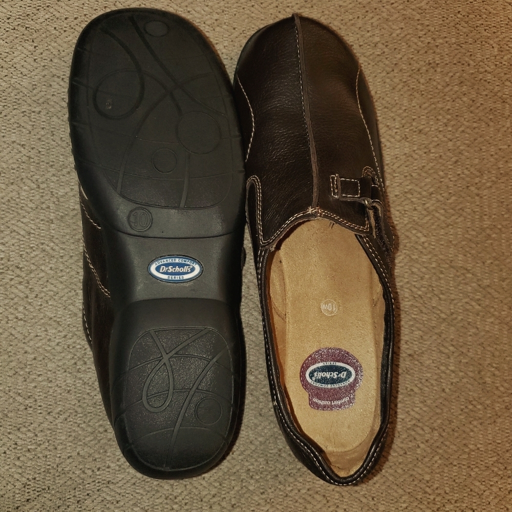 Dr. Scholl’s Emily Brown Leather Comfort Cushion Loafers Shoes - Size 10W